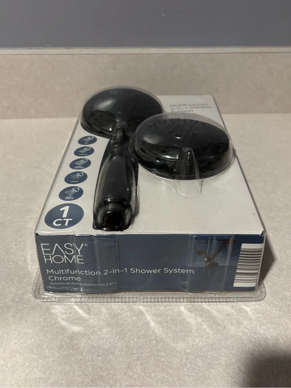 Easy Home Chrome 2-in-1 Multifunction Shower Head - Black